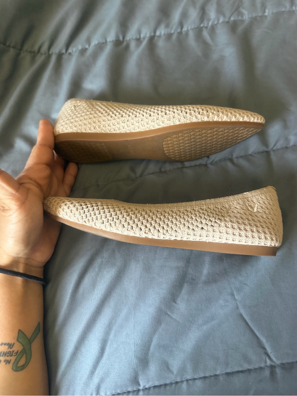 Vivaia Women's Knit Pointed-Toe Flats in Light Beige - Picture 8 of 10